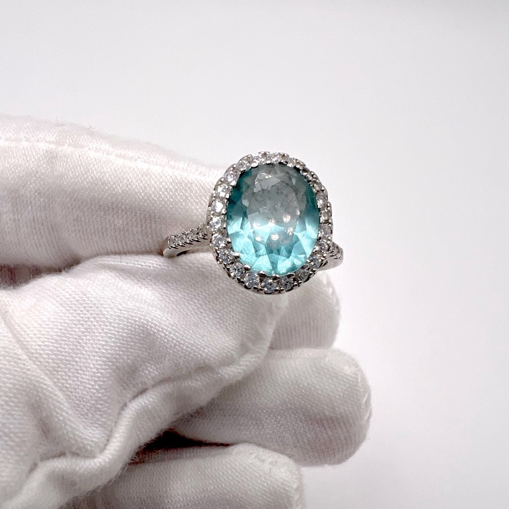Sale $16 Firm! 925 Sterling Silver Aquamarine Cz Ring - Picture 4 of 17
